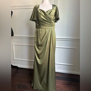 Olive Green Formal Maxi Dress Gown, Size 14